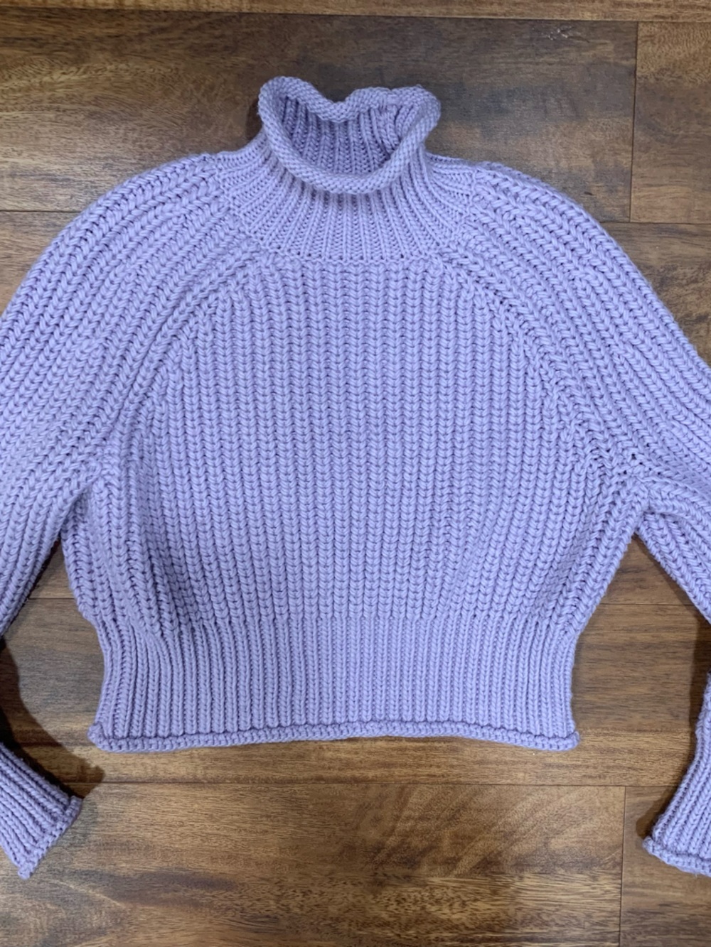 H&M Lavender Ribbed Turtleneck Chunky Knit Sweater Size Small Women